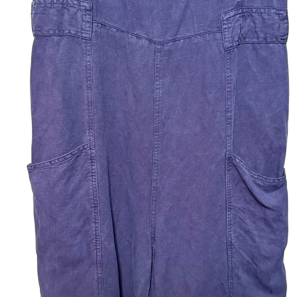 NICOLE MILLER NY Linen Wide Leg Lagenlook Relaxed Fit Navy Blue Jumpsuit Size 10 - Picture 3 of 10